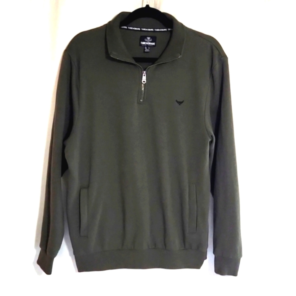 Threadbare Denim Corps Men's  Forest Green Pull Over 1/4  Zip Sweatshirt M EUC